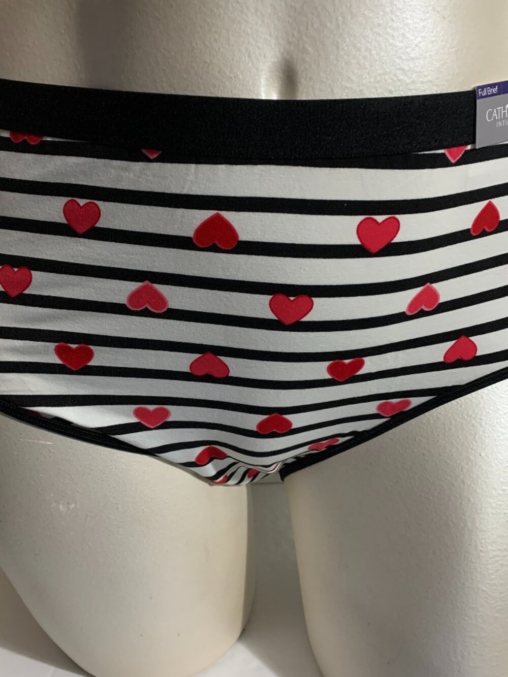 Catherines Full Brief Panties Underwear Cotton Blend Hearts Striped Plus 2X